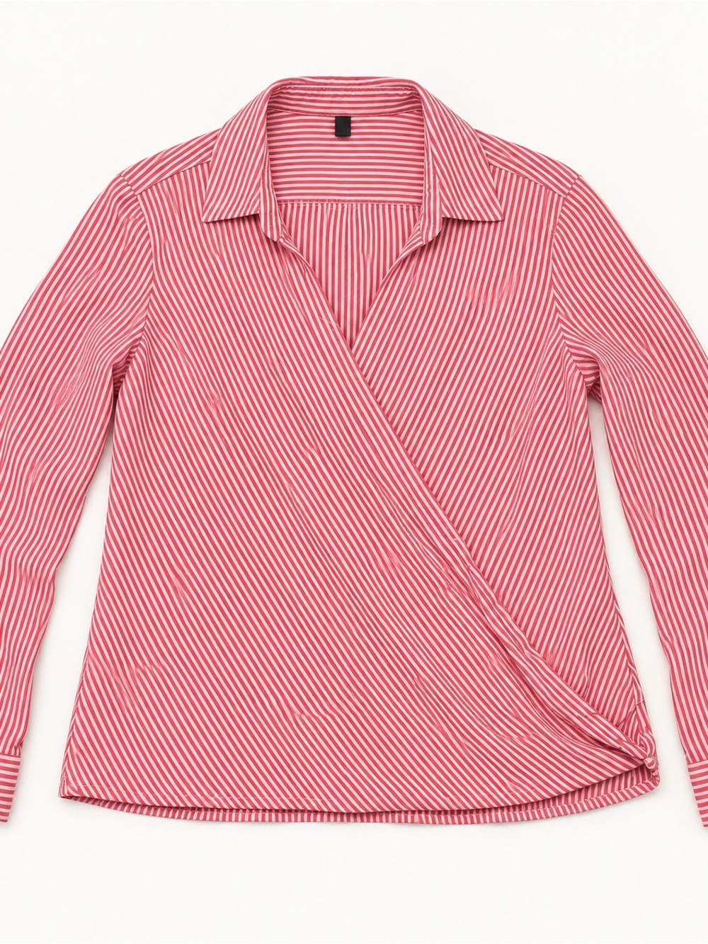 H&M Pink and White Striped Wrap-Front Button Down Shirt